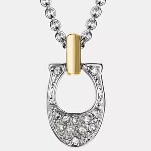 COACH Horseshoe Pave Silver /Gold Signature Necklace NWT Dust Bag included
